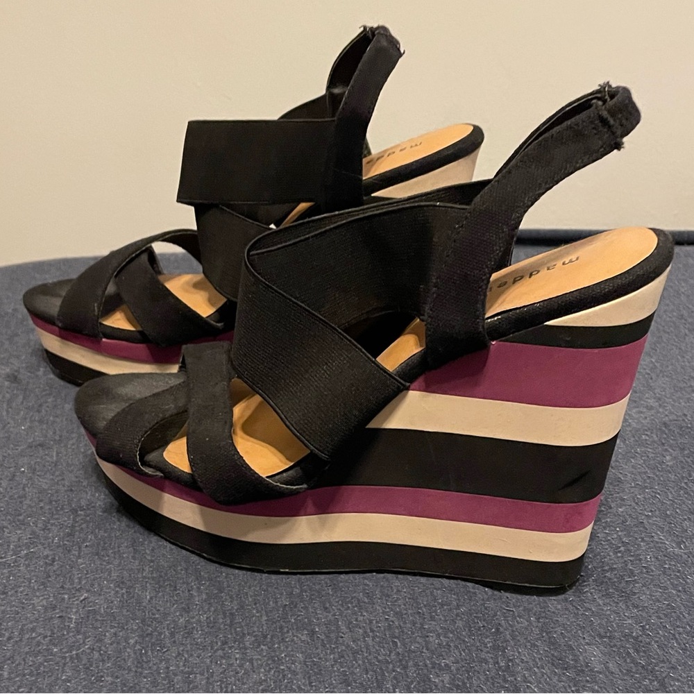 Steve Madden Wedges - Striped, Early 2000’s, BARELY WORN!